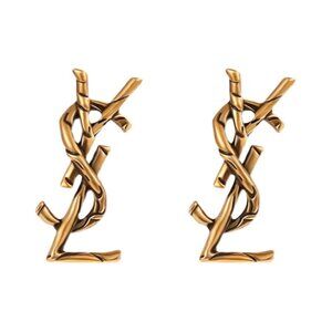 Vintage Gold YSL Logo Earrings
